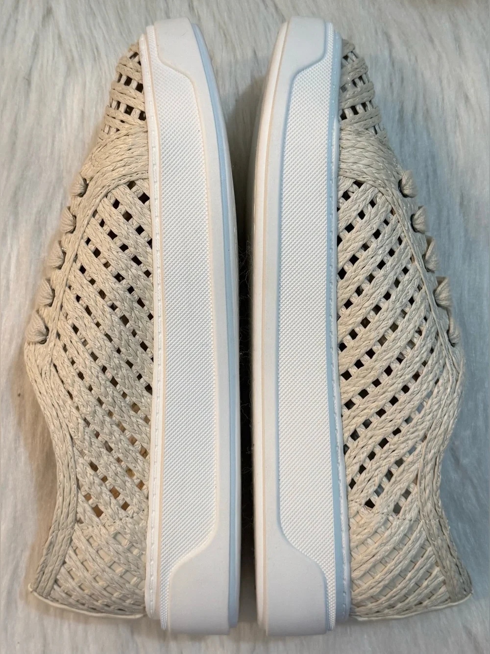 Charles David Sport Reason Raffia Platform Dress Sneaker Cream Ecru NEW